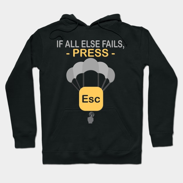 If all else fails Press Escape ESC, Geek Nerd, Funny Computer, Quote Saying, IT Developer, Control Alt Delete, IT Tech Support, IT Technician, Programmer Hoodie by DESIGN SPOTLIGHT